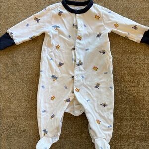 Ralph Lauren White and Black Kids Footie with Playful Characters